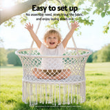 Gardeon Hammock Chair Cotton Swing Chair Outdoor Indoor Cream - 45-Degree Angle