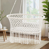 Gardeon Hammock Chair Cotton Swing Chair Outdoor Indoor Cream - Close-Up Angle