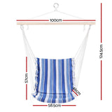 Gardeon Hammock Chair Swing Camping Blue - Front View