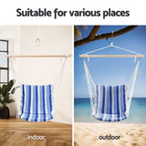 Gardeon Hammock Chair Swing Camping Blue - Rear View