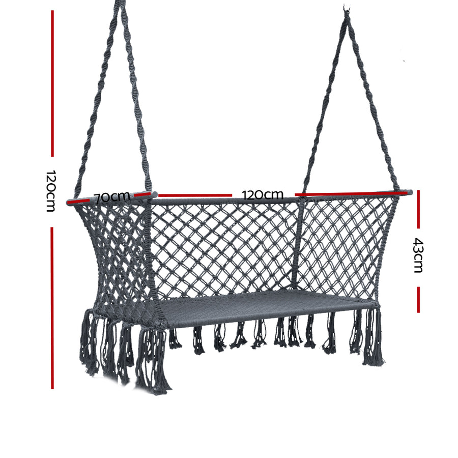 Gardeon Hammock Chair Outdoor Portable Camping Hammocks 2 Person Grey, Portable