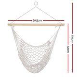 Gardeon Hammock Chair Outdoor Hanging Camping Mesh Indoor Cream - Front View