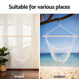 Gardeon Hammock Chair Outdoor Hanging Camping Mesh Indoor Cream - Rear View