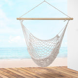 Gardeon Hammock Chair Outdoor Hanging Camping Mesh Indoor Cream - Close-Up Angle