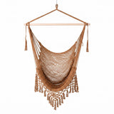 Gardeon Hammock Chair Camping Hanging Chair with Spreader Bar Tassels Brown - Side View