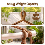 Gardeon Hammock Chair Camping Hanging Chair with Spreader Bar Tassels Brown - Top-Down View