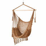 Gardeon Hammock Chair Camping Hanging Chair with Spreader Bar Tassels Brown - Extra Image