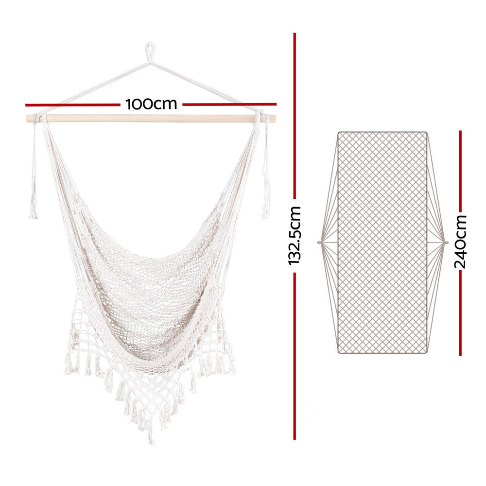 Gardeon Cream Mesh Hammock Chair Swing for Camping and Relaxation