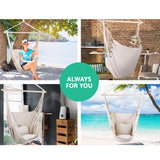 Gardeon Hammock Chair Outdoor Camping Hanging Hammocks Cushion Pillow Cream - Side View