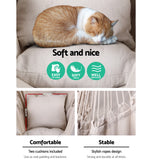 Gardeon Hammock Chair Outdoor Camping Hanging Hammocks Cushion Pillow Cream - 45-Degree Angle