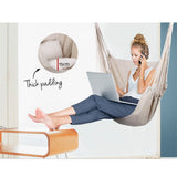 Gardeon Hammock Chair Outdoor Camping Hanging Hammocks Cushion Pillow Cream - Rear View