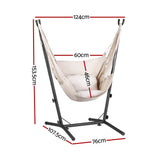 Gardeon Hammock Chair Outdoor Camping Hanging with Stand Cream - Front View