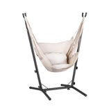Gardeon Hammock Chair Outdoor Camping Hanging with Stand Cream - Side View