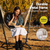 Gardeon Hammock Chair Outdoor Camping Hanging with Stand Cream - Top-Down View