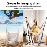 Gardeon Hammock Chair Outdoor Camping Hanging with Stand Cream - 45-Degree Angle