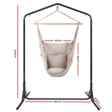 Gardeon Outdoor Hammock Chair with Stand Hanging Hammock with Pillow Cream - Front View