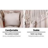 Gardeon Outdoor Hammock Chair with Stand Hanging Hammock with Pillow Cream