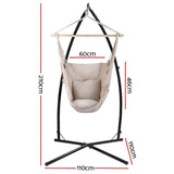 Gardeon Hammock Chair Outdoor Camping Hanging with Steel Stand Cream - Front View