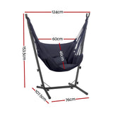 Gardeon Hammock Chair Outdoor Camping Hanging with Stand Grey - Front View