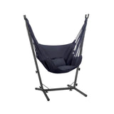 Gardeon Hammock Chair Outdoor Camping Hanging with Stand Grey - Side View