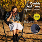 Gardeon Hammock Chair Outdoor Camping Hanging with Stand Grey - Top-Down View
