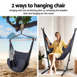 Gardeon Hammock Chair Outdoor Camping Hanging with Stand Grey - 45-Degree Angle