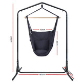 Gardeon Outdoor Hammock Chair with Stand Swing Hanging Hammock with Pillow Grey - Front View