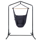 Gardeon Outdoor Hammock Chair with Stand Swing Hanging Hammock with Pillow Grey - Side View