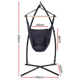 Gardeon Hammock Chair Outdoor Camping Hanging with Steel Stand Grey - Front View