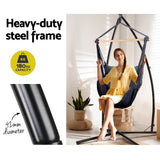 Gardeon Hammock Chair Outdoor Camping Hanging with Steel Stand Grey - Top-Down View