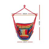 Gardeon Hammock Chair Outdoor Camping Hanging Hammocks Cushion Pillow Rainbow - Front View