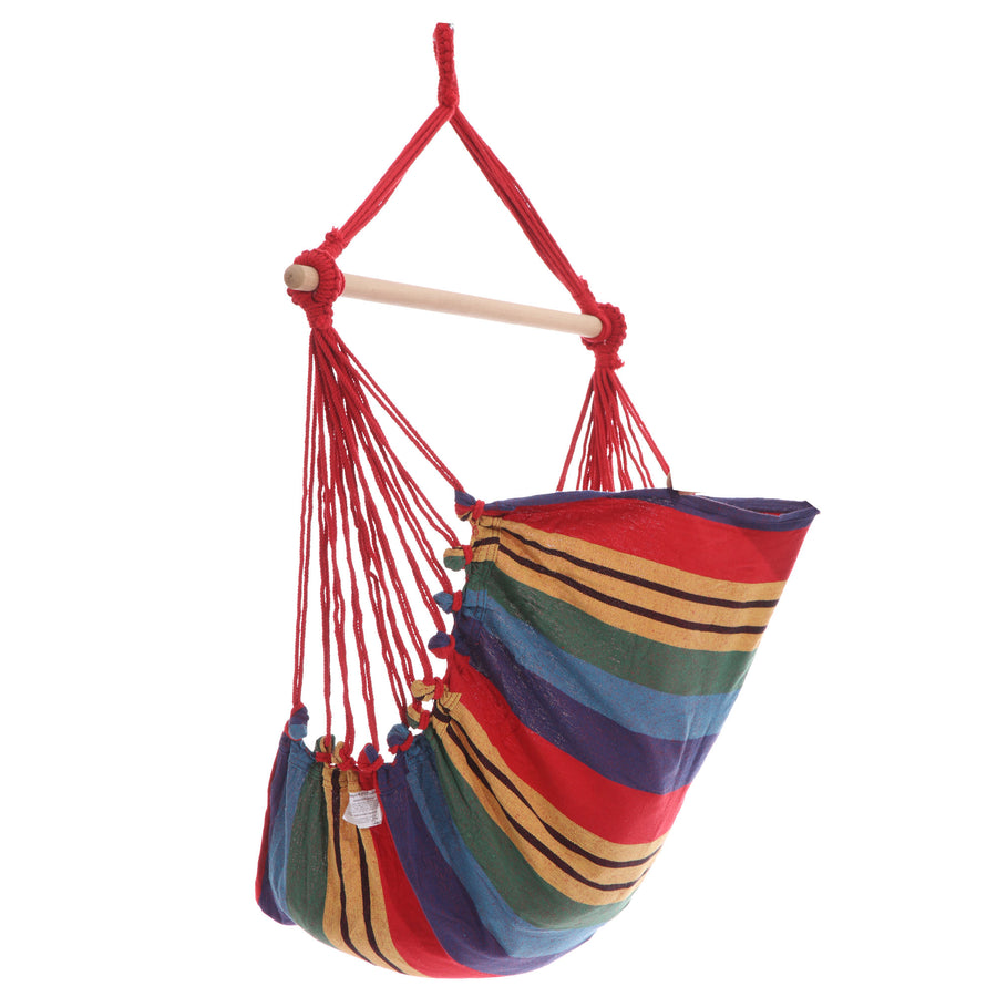 Gardeon Hammock Chair Outdoor Camping Hanging Hammocks Cushion Pillow Rainbow, image 3