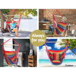 Gardeon Hammock Chair Outdoor Camping Hanging Hammocks Cushion Pillow Rainbow, image 4