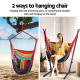 Gardeon Hammock Chair Outdoor Camping Hanging with Stand Rainbow - 45-Degree Angle