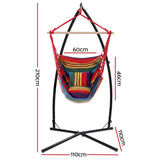 Gardeon Hammock Chair Outdoor Camping Hanging with Steel Stand Rainbow - Front View