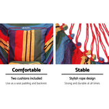 Gardeon Hammock Chair Outdoor Camping Hanging with Steel Stand Rainbow - Side View