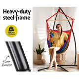 Gardeon Hammock Chair Outdoor Camping Hanging with Steel Stand Rainbow - Top-Down View