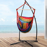 Gardeon Hammock Chair Outdoor Camping Hanging with Steel Stand Rainbow - Close-Up Angle