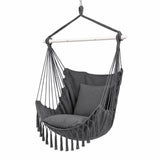 Gardeon Hammock Chair Camping Macrame Hanging Swing Cushions Metal Bar Grey