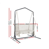 Gardeon Hammock Chair with Stand Macrame Outdoor Garden 2 Seater Cream - Side View