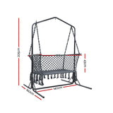 Gardeon Hammock Chair with Stand Macrame Outdoor Garden 2 Seater Grey - Side View