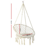 Gardeon Hammock Chair Outdoor Hanging Macrame Cotton Indoor Cream - Front View