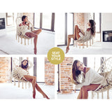 Gardeon Hammock Chair Outdoor Hanging Macrame Cotton Indoor Cream - Side View