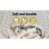 Gardeon Hammock Chair Outdoor Hanging Macrame Cotton Indoor Cream - 45-Degree Angle