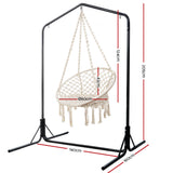 Gardeon Outdoor Hammock Chair with Stand Cotton Swing Relax Hanging 124CM Cream - Front View