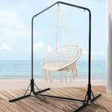 Gardeon Outdoor Hammock Chair with Stand Cotton Swing Relax Hanging 124CM Cream - Low Angle