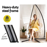 Gardeon Hammock Chair with Steel Stand Macrame Outdoor Swinging Cream - Top-Down View