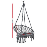 Gardeon Hammock Chair Outdoor Hanging Macrame Cotton Indoor Grey - Front View