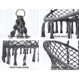 Gardeon Hammock Chair Outdoor Hanging Macrame Cotton Indoor Grey - Rear View