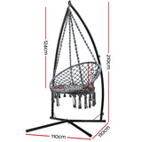 Gardeon Hammock Chair with Steel Stand Macrame Outdoor Swinging Grey - Front View